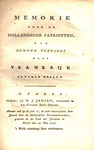 Aanspraak gedaan den 15 Meij 1791 : door eene commissie uit de Hollandsche patriotten in de Club der Jacobins te Parijs