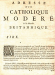 Adresse d'un Catholique moderé : a sa Majesté britannique traduite de l'anglois.