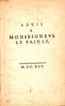 Advis a Monseigneur le Prince
