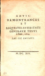 Advis, remontrances et reqvestes avx Estats generavx tenvs à Paris, 1614 par six paisans.