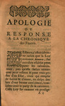Apologie, ov, Response a La chroniqve des fauoris.