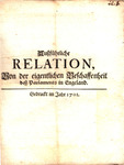 Aussführliche relation, von der eigentlichen Beschaffenheit dess Parlaments in Engeland by England and Wales Sovereign (1694-1702 : William III)