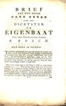 Brief aan den Heere over het dichtstuk de eigenbaat van den eerwaarden Heere B. Bosch