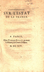 Consideration svr l'estat de la France.