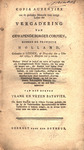Copia autentiek van de gedrukte Memorie voor eenige Leden der Vergadering van Gewapende burger corpsen by Johannes le Francq van Berkhey and Joost oppervyanden van den Bede aan de oppervyanden Vondel