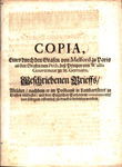 Copia, eines durch den Grafen von Melford zu Paris an den Grafen von Peth, dess Prinzen von Wallis, Gouverneur zu St. Germain, Geschriebenen Brieffs by John Drummond Earl of Melfort