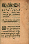 La redvction de la Ville de Ivlliers, par l'armée Catholicque : Ensemble les Articles de la Capitulation, & autres particularitez. by Abraham Saugrain