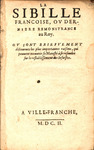 La sibille francoise, ou Derniere remonstrance au Roy. : by M. Cassandre