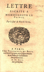 Lettre escrite a Monseignevr le Prince par le sieur de Nerveze. by Antoine de Nervèze and Toussaint Du Bray