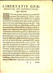 Libertatis Germanicae Qverela : Ad Illvstrissimos Ac Potentissimos Romani Imperij Principes by Nicolas Barnaud