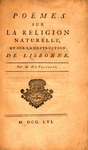 Poemes sur la religion naturelle, et sur la destruction de Lisbonne par M. de Voltaire by Voltaire