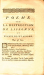 Poemes sur la religion naturelle, et sur la destruction de Lisbonne par M. de Voltaire by Voltaire