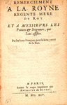 Remerciement a la royne regente mere dv roy. : by Antoine active Du Brueil