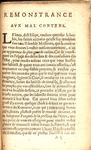 Remonstrance avx mal-contens. Prouerb. 16. L'indignation du Roy, messagers de mort, & l'homme sage l'appaisera.