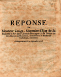 Reponse de Monsieur Craigs, Sécretaire d'Etat de Sa Majesté le Roi de la Grande Bretagne, by James Craggs and Isidoro Casado de Azeveda de Rosales marquese de Monteleón