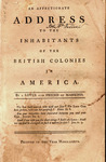 An affectionate address to the inhabitants of the British colonies in America. by Lover and friend of mankind and William and Thomas Bradford (Firm)