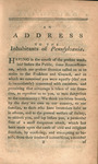 An address to the inhabitants of Pennsylvania by those freemen of the city of Philadelphia, who are now confined in the Mason's Lodge, by virtue of a general warrant : signed in Council by the Vice President of the Council of Pennsylvania. by Council of Pennsylvania