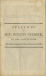 Speeches of Hon. Horatio Seymour : at the conventions held at Albany, January 31, 1861 and September 10, 1862 by Horatio Seymour and Democratic Party (N.Y.)
