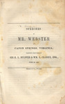 Speeches of Mr. Webster at Capon Springs, Virginia by Daniel Webster and Gideon & Company (Washington D.C.)
