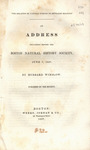 The relation of natural science to revealed religion, an address delivered before the Boston Natural History Society, June 7, 1837 by Hubbard Winslow and Boston Society of Natural History