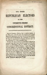 To the Republican electors of the Twenty-Third Congressional District : fellow-citizens, having been a zealous member of the Whig party… by James R. Sweeney